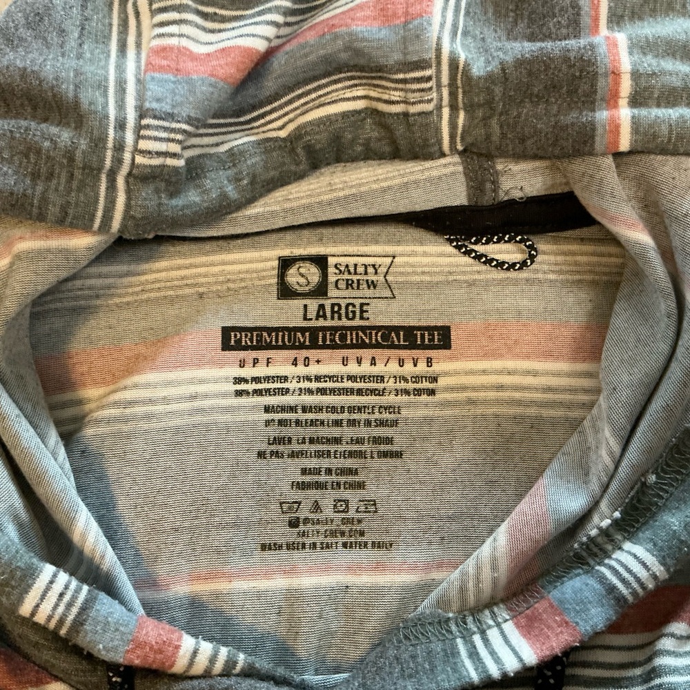 Salty Crew Crewser Long Sleeve Striped Hoodie Shirt Mens size Large - Picture 8 of 11